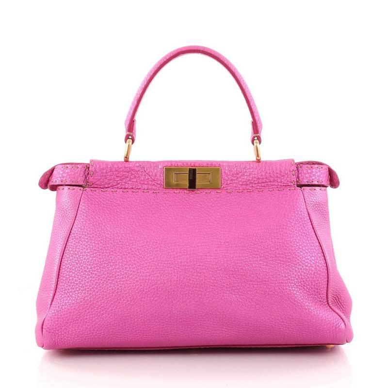 Fendi Selleria Peekaboo Handbag Leather Regular In Good Condition In NY, NY