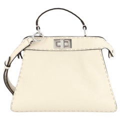 FENDI Selleria Leather Shoulder Bag Beige 8BR648, Fendi Western