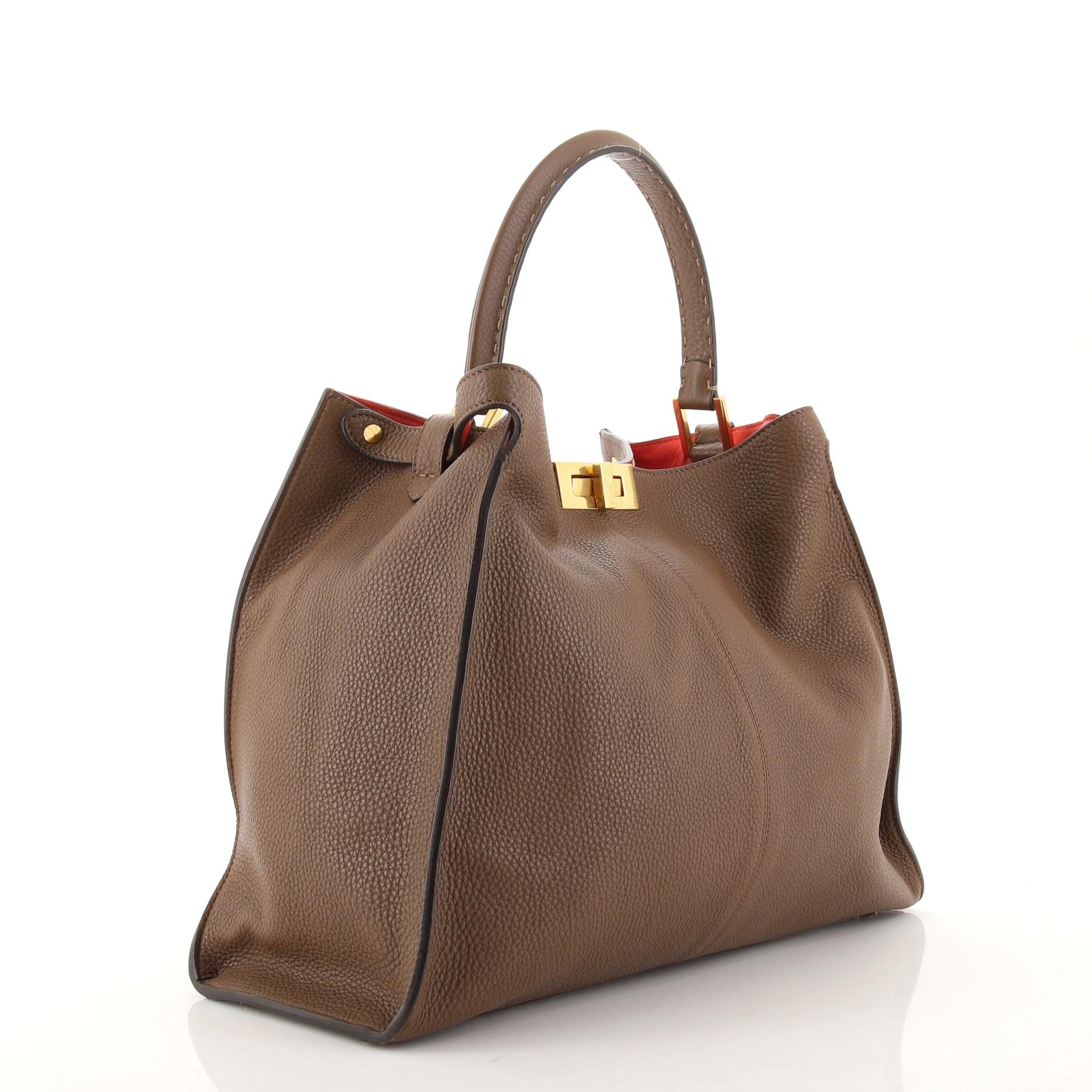 Brown Fendi Selleria Peekaboo X-Lite Bag Leather Large