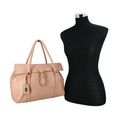 Fendi Selleria Pink Cuoio Romano Leather Large Linda Satchel Bag