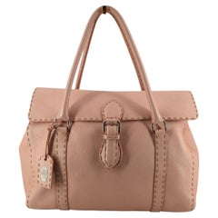 Fendi Selleria Pink Cuoio Romano Leather Large Linda Satchel Bag