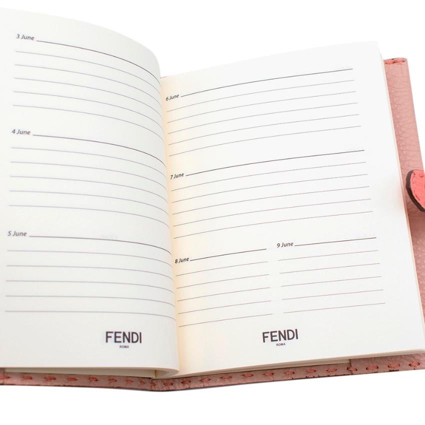 Orange Fendi Selleria Pink Grained Leather Diary with Stickers For Sale