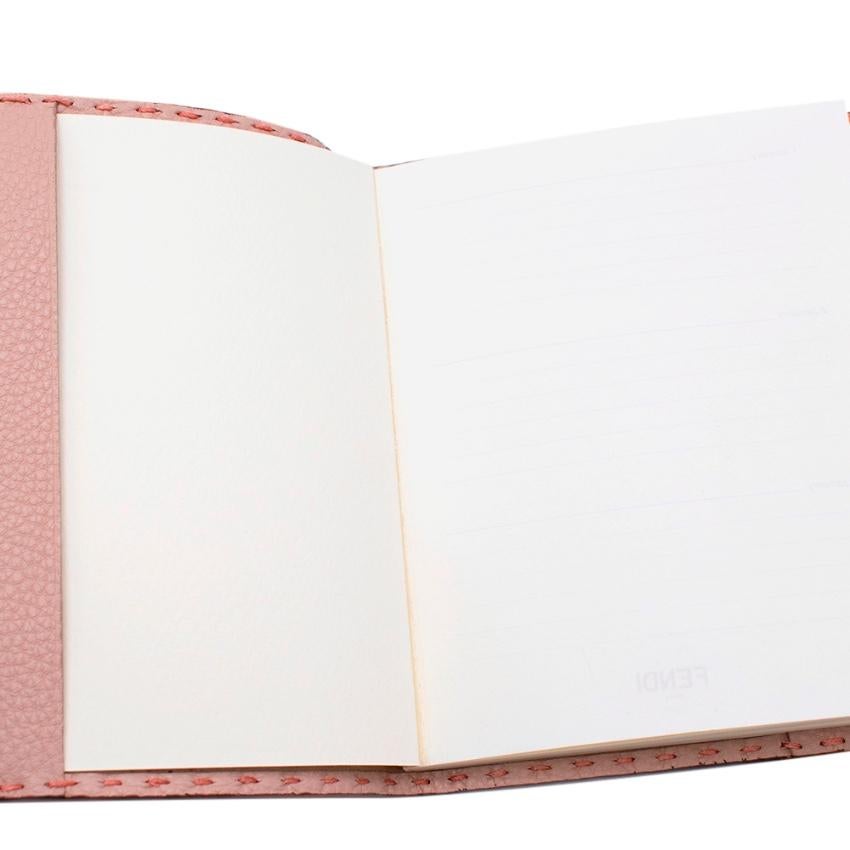 Fendi Selleria Pink Grained Leather Diary with Stickers In New Condition For Sale In London, GB