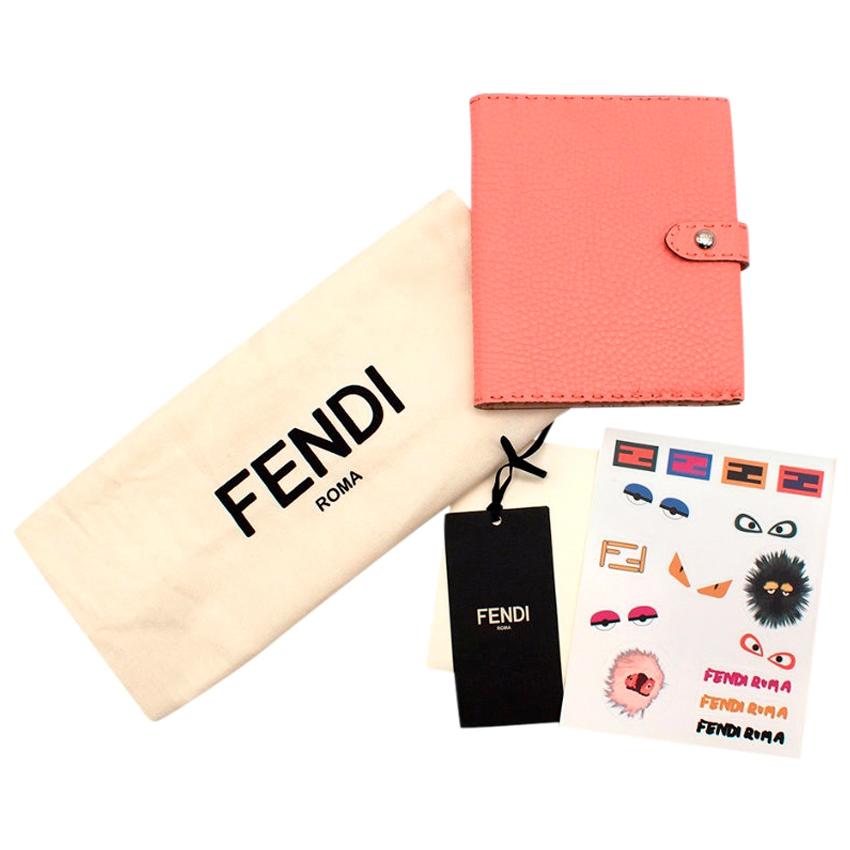 Fendi Selleria Pink Grained Leather Diary with Stickers For Sale