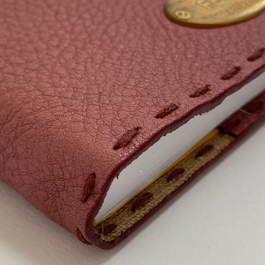 FENDI Selleria Pink Grained Leather Notebook In Excellent Condition In Paris, FR