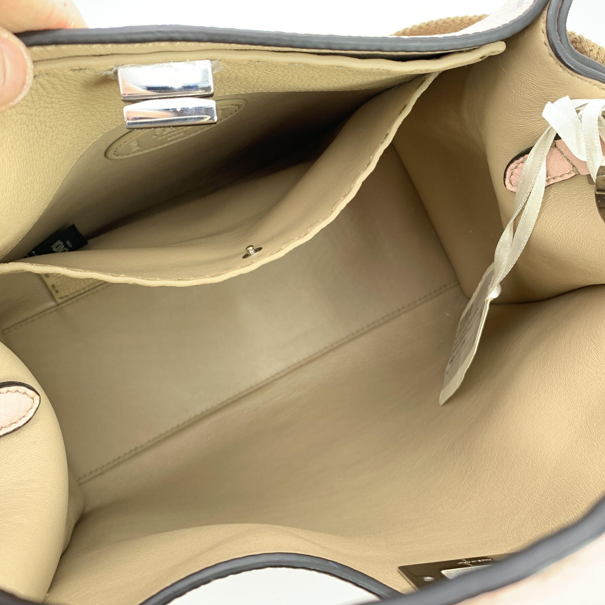 Women's Fendi Selleria Pink Leather Peekaboo X-Lite Medium Top Handle Bag For Sale