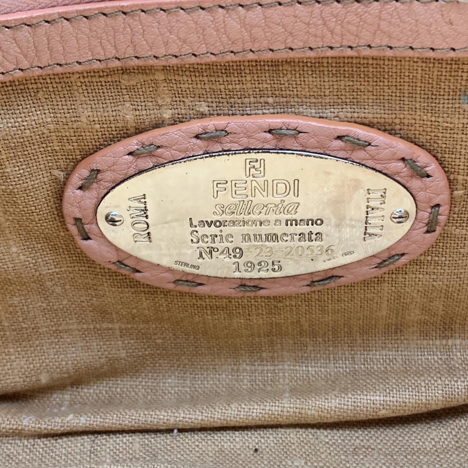 Women's Fendi Selleria Pink Metallic Leather Mini Linda Satchel Handbag