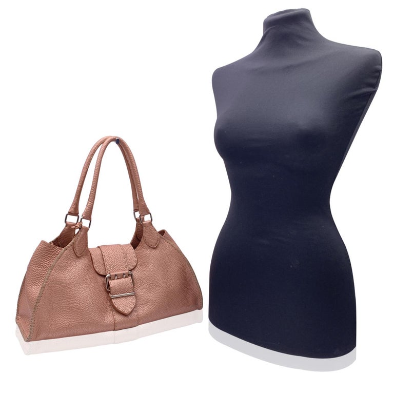 Fendi Selleria Pink Metallic Leather Sporty Hobo Shoulder Bag For Sale