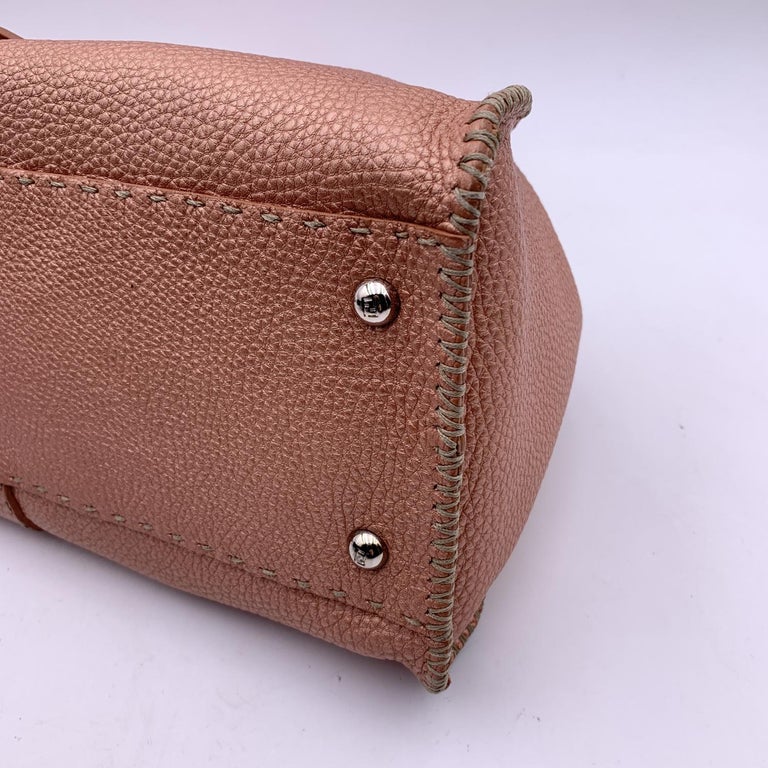 Fendi Selleria Pink Metallic Leather Sporty Hobo Shoulder Bag For Sale