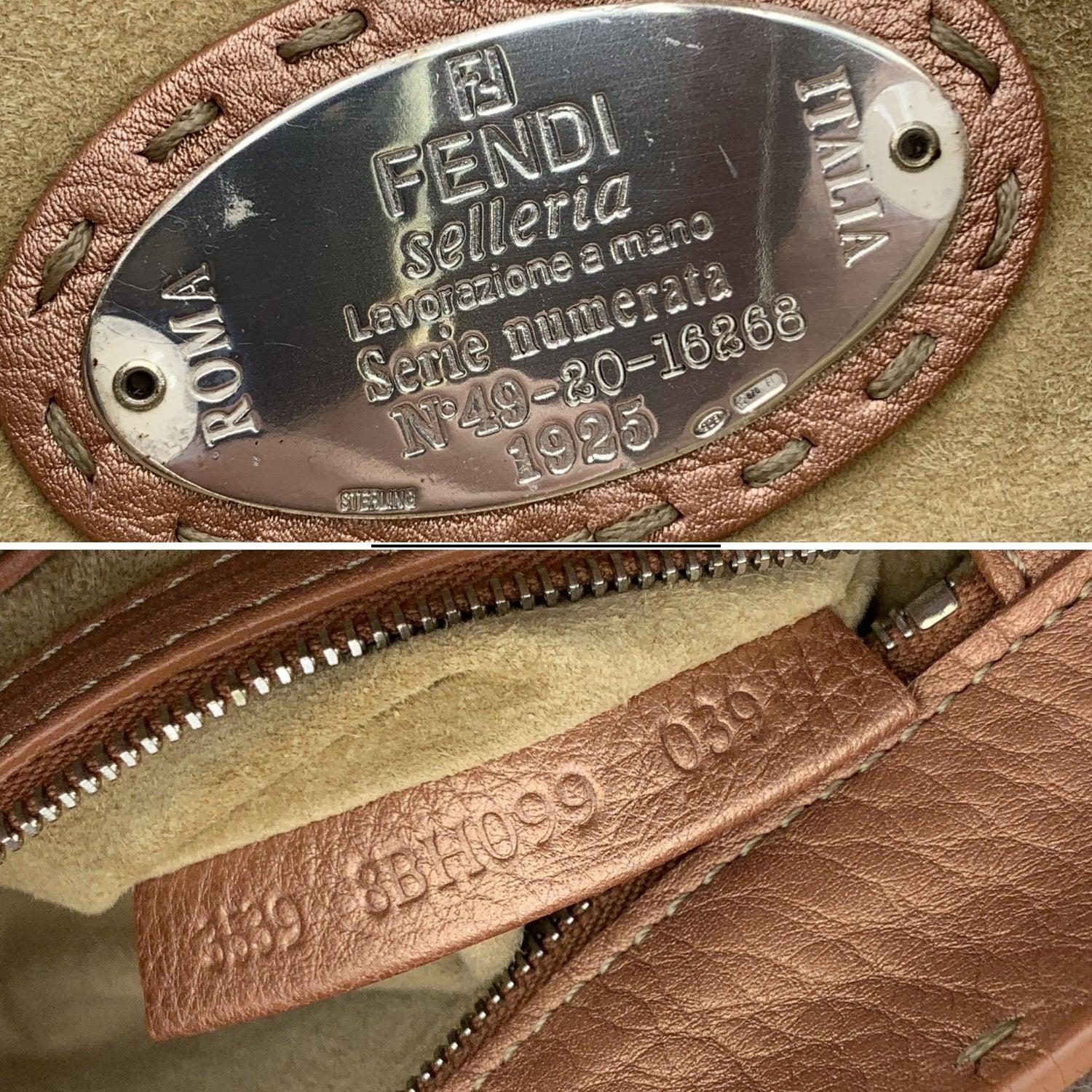 Fendi Selleria Rosa Metallic Leder Tote Kleine Handtasche Satchel im Angebot 1
