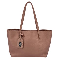 Fendi Selleria Tote de cuero rosa metalizado Bolso pequeño Satchel