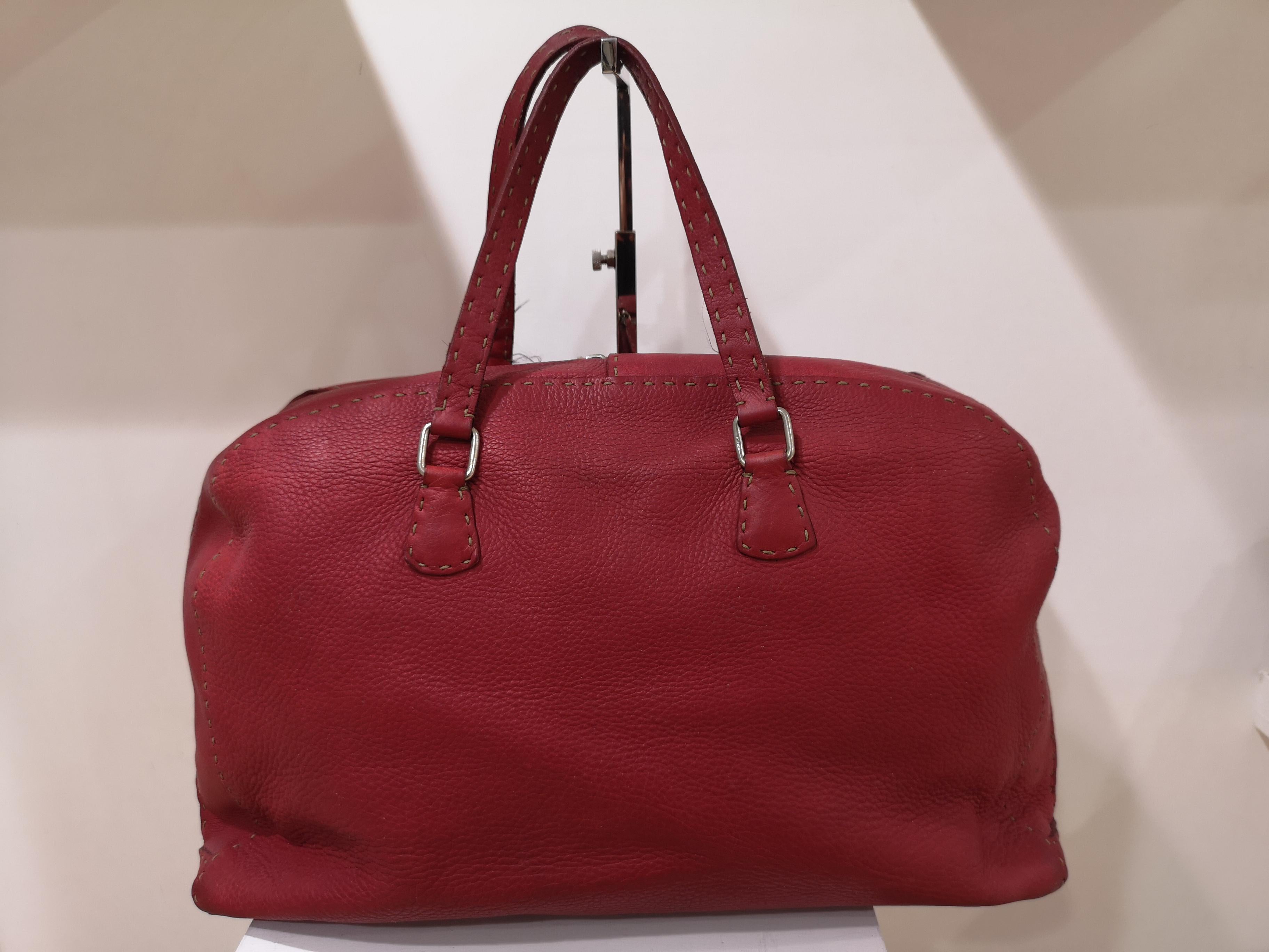 Fendi Selleria Red leather handbag In Good Condition In Capri, IT