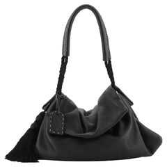 Fendi Selleria Tassel Flap Shoulder Bag Leather Large