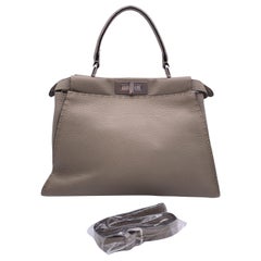 Fendi Selleria Taupe Leather Peekaboo ISeeU Top Handle Satchel