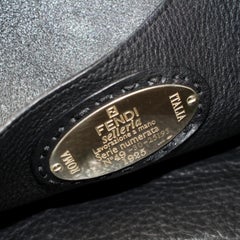 Fendi Selleria Turnlock 869639 Black Leather Shoulder Bag