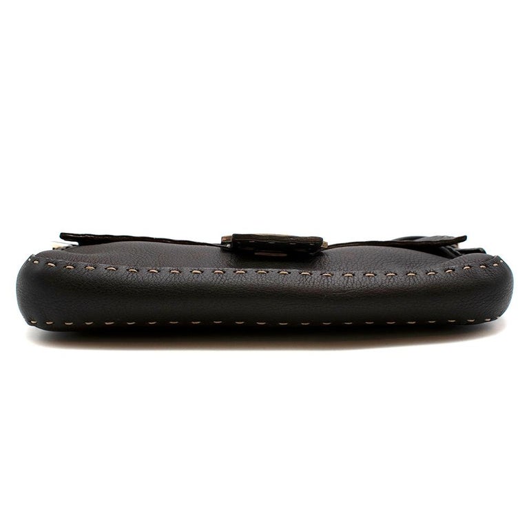 Fendi Selleria Vintage Brown Leather Baguette Shoulder Bag at 1stDibs