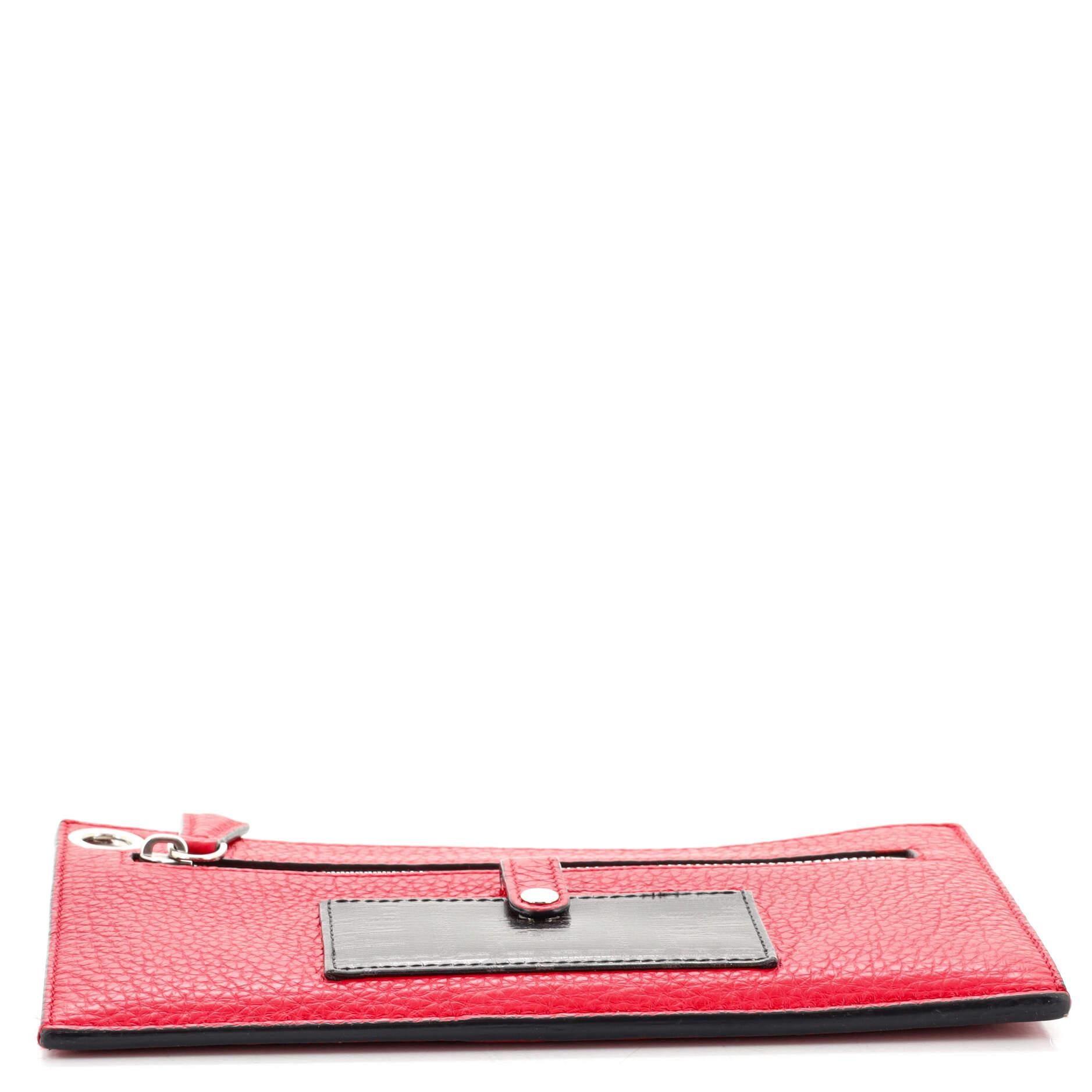 Red Fendi Selleria Wallet Pouch on Strap Leather