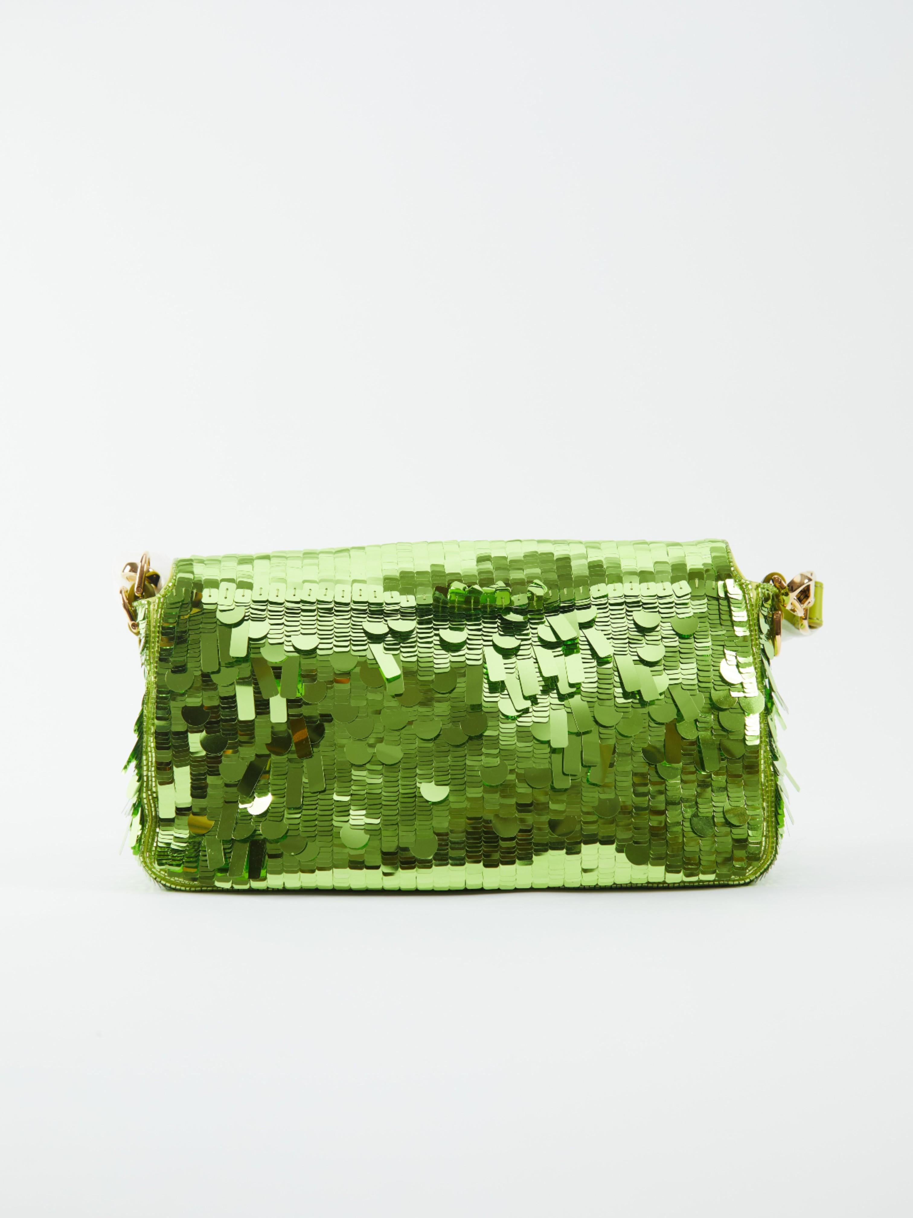 FENDI Sequin Baguette Bag in Green 2