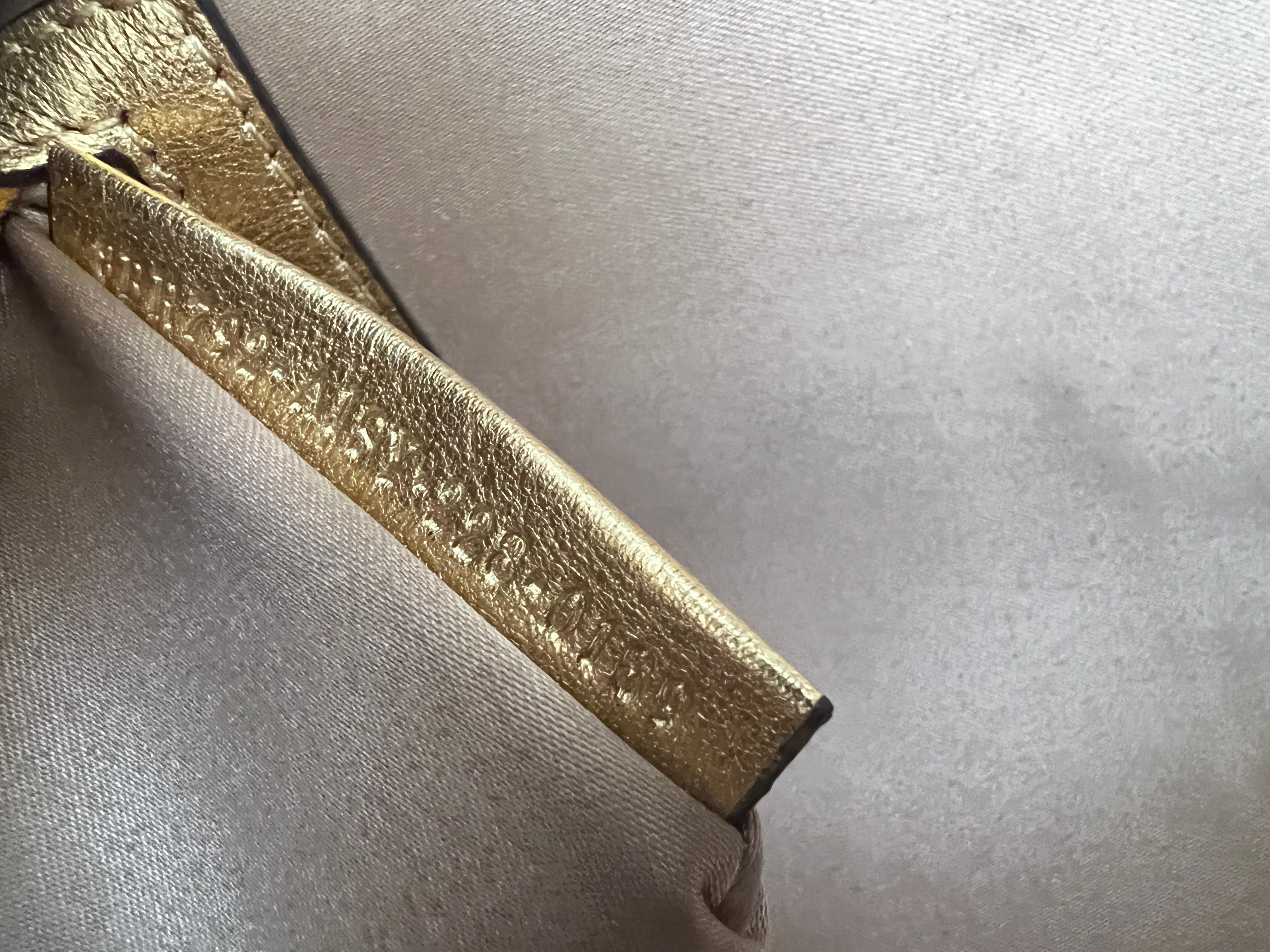FENDI Sequin Paillettes Vitello Laminato Striped Baguette 1997 Oro Sfumato 3