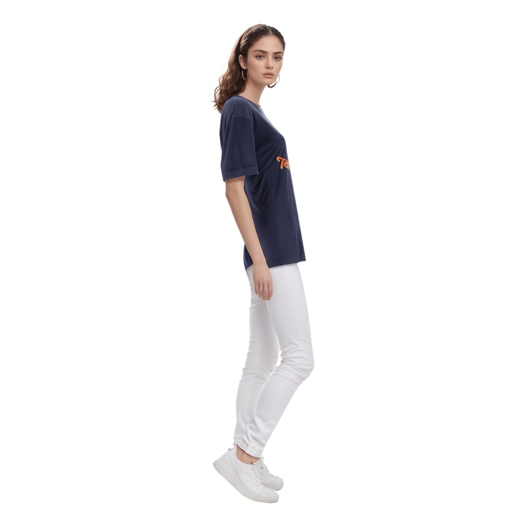 Nero Top con logo in cotone con patch di paillettes Fendi in vendita