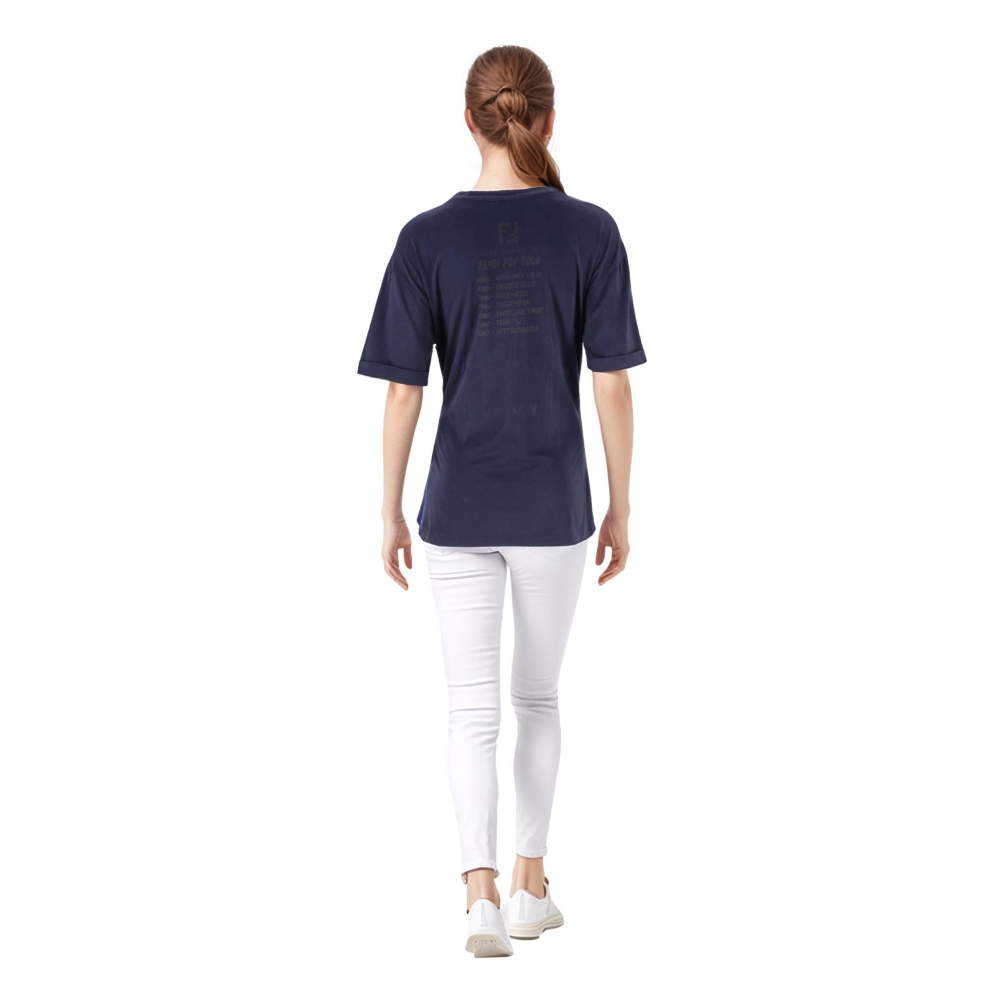Top con logo in cotone con patch di paillettes Fendi In condizioni buone in vendita a London, GB