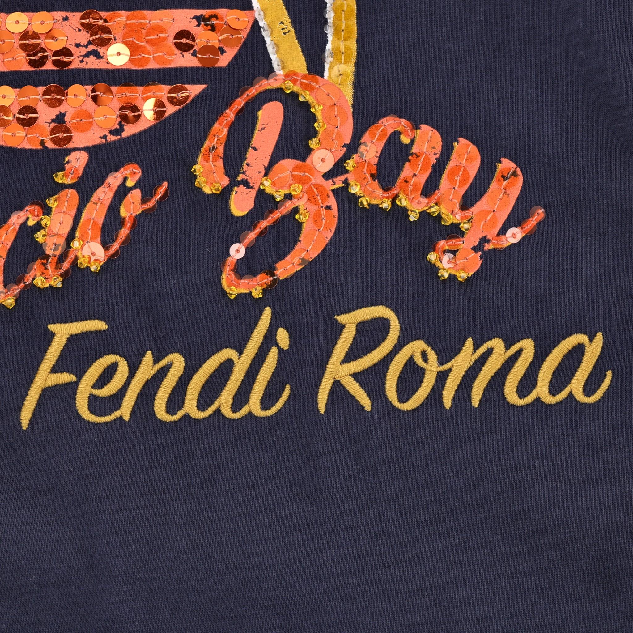 Donna Top con logo in cotone con patch di paillettes Fendi in vendita