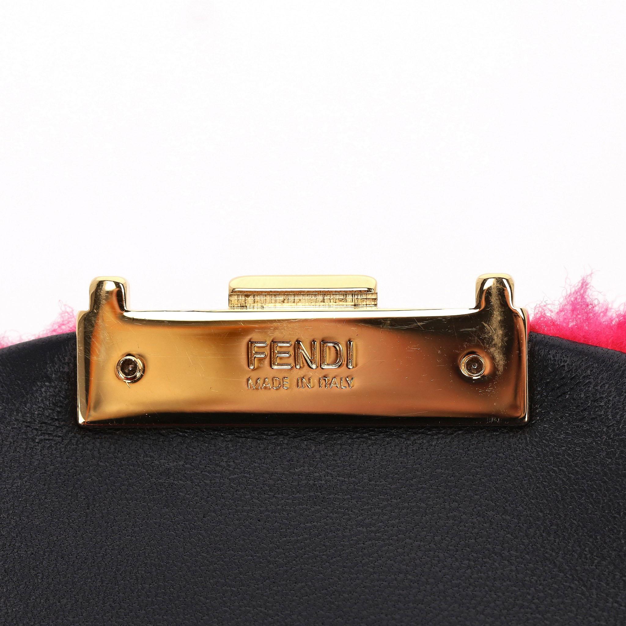 Fendi Shearling Rosa Fluo Baguette Handbag 5