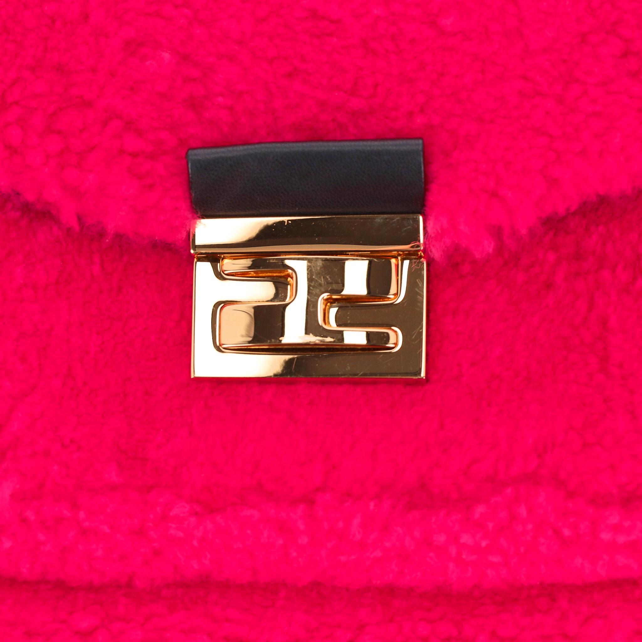Fendi Shearling Rosa Fluo Baguette Handbag 3