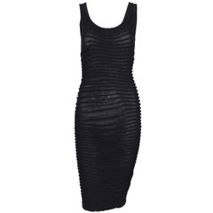 Fendi Sheer Black Pin-Up Ruched Wiggle Pencil Bodycon Dress
