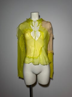 S/S 2000 Fendi by KARL Lagerfeld Runway Yellow Sheer Silk Chiffon Top