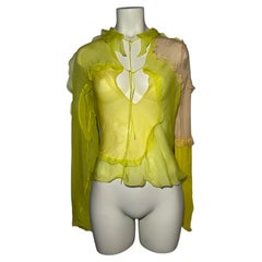 S/S 2000 Fendi by KARL Lagerfeld Runway Yellow Sheer Silk Chiffon Top