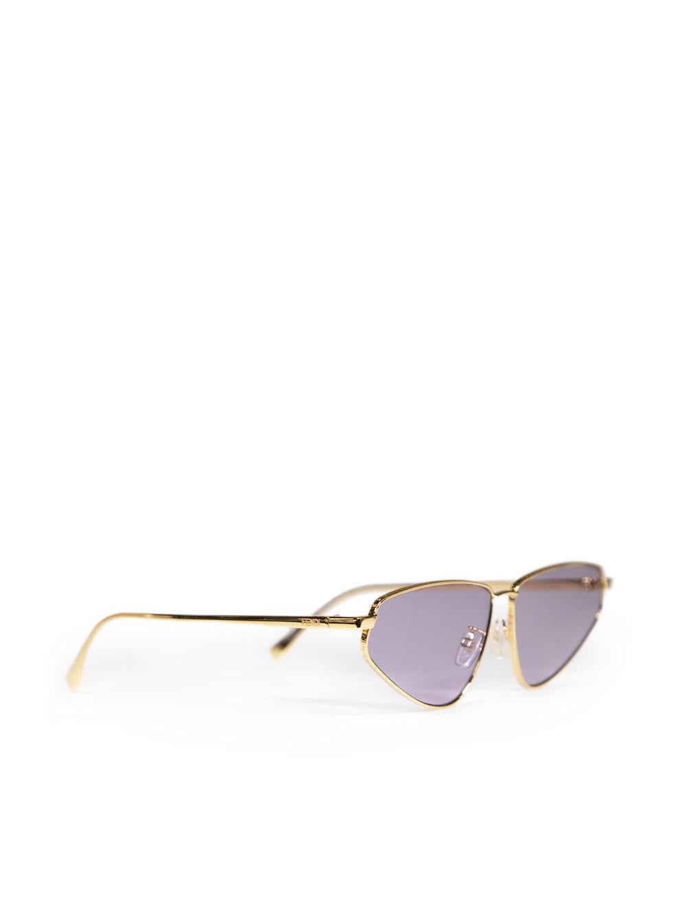 Fendi Shiny Endura Gold Metal Cat Eye Sunglasses In New Condition For Sale In London, GB