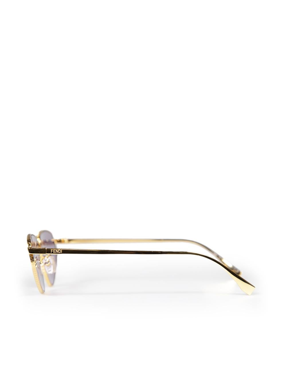 Fendi Shiny Endura Gold Metal Cat Eye Sunglasses For Sale 1
