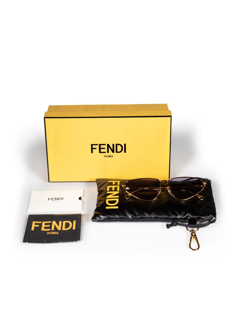 Fendi Shiny Endura Gold Metal Cat Eye Sunglasses For Sale 4