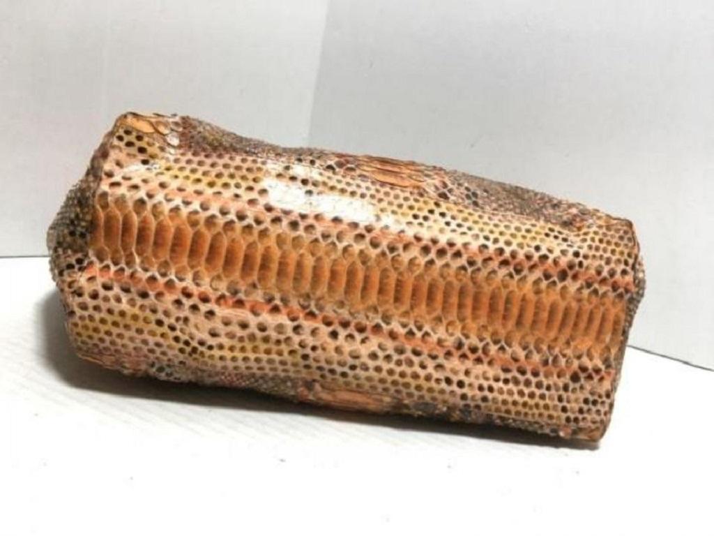 Fendi Shopper 239770 Orange X Black X Brown Python Skin Leather Tote For Sale 1