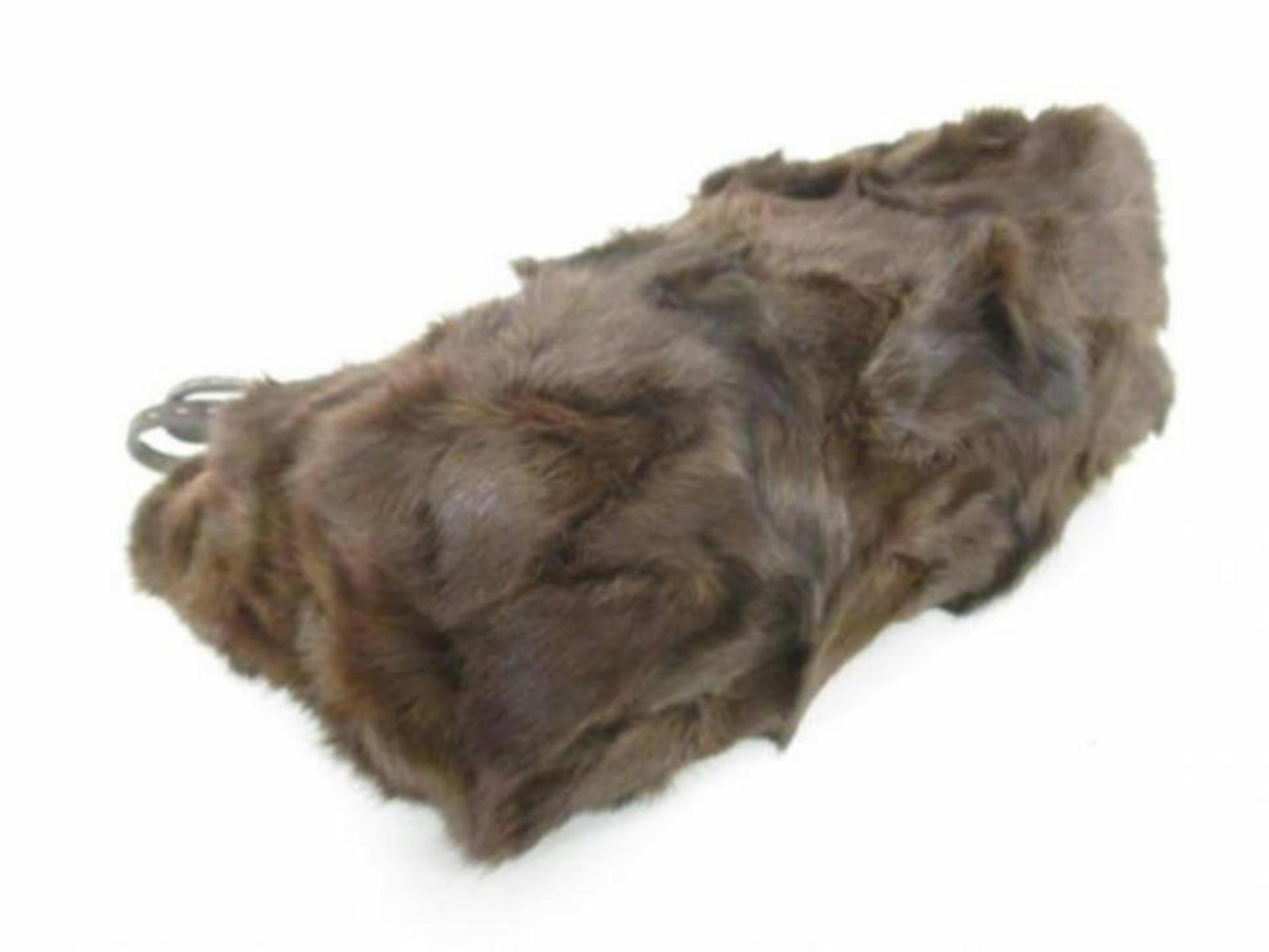 Fendi Shopper Tote 227987 Brown Fur X Leather Shoulder Bag For Sale 5