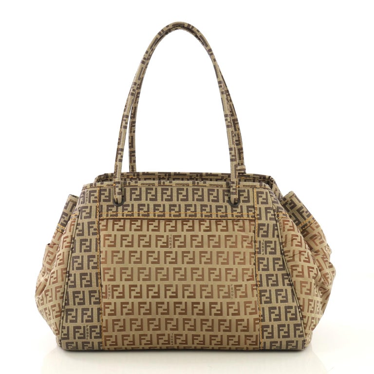 Fendi Shopping Tote Zucca Coated Canvas with Nylon Medium at 1stDibs