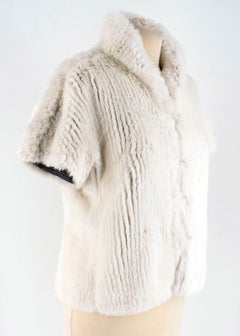 Fendi Short Sleeve Bone White Rabbit Fur Jacket  S