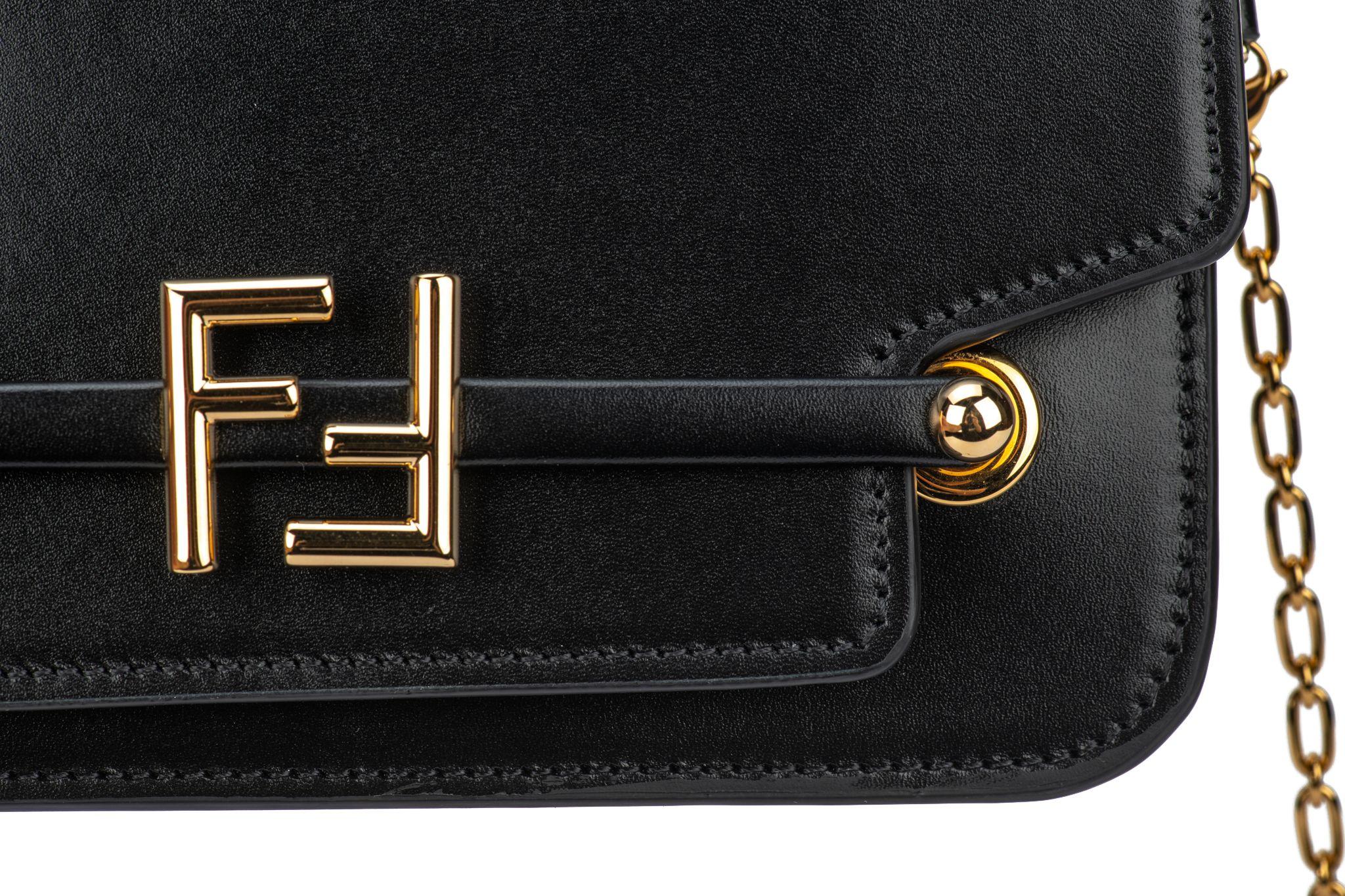 Fendi Shoulder Bag Black Leather New For Sale 9