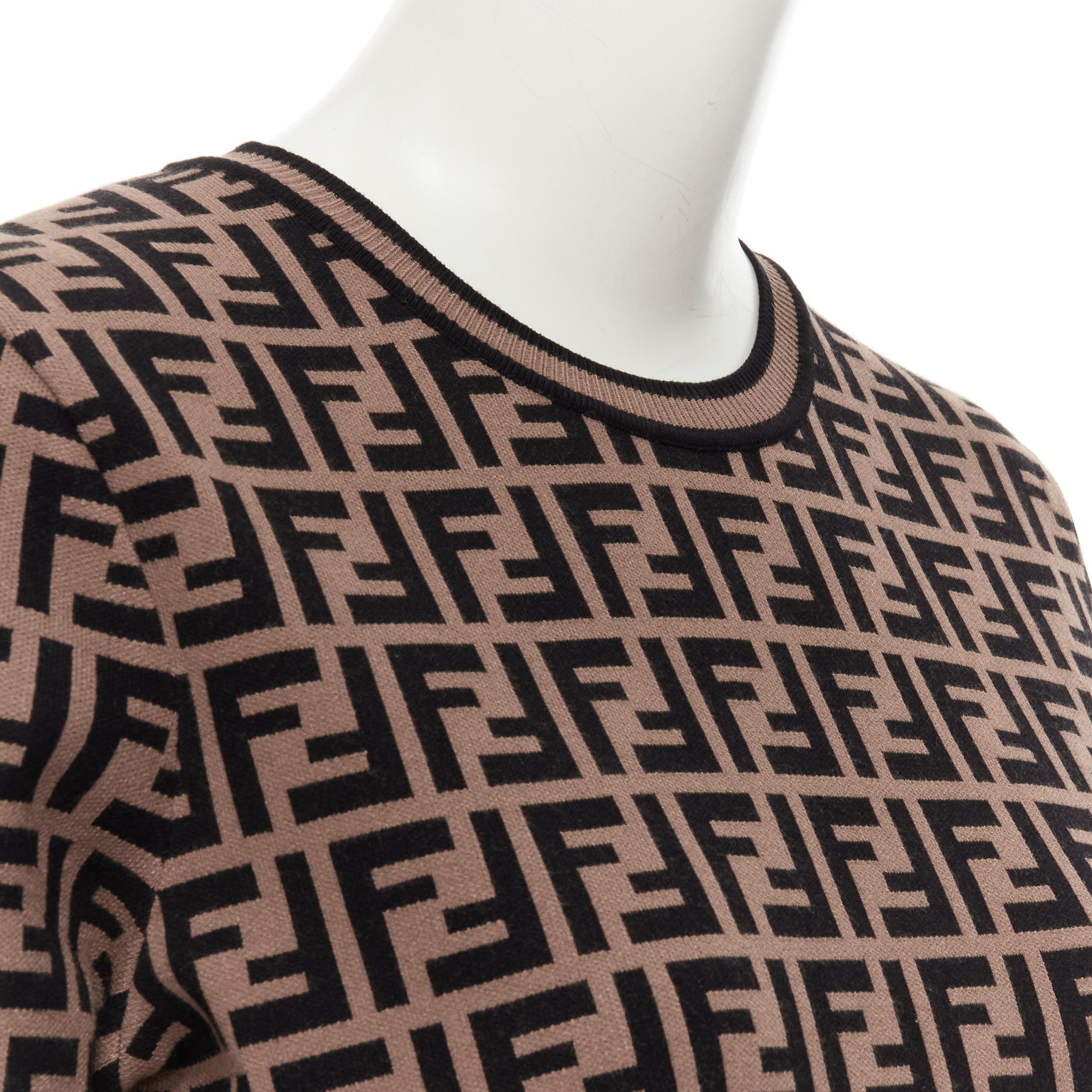 Women's FENDI Signature FF Zucca monogram intarsia knit sweater top IT44 M