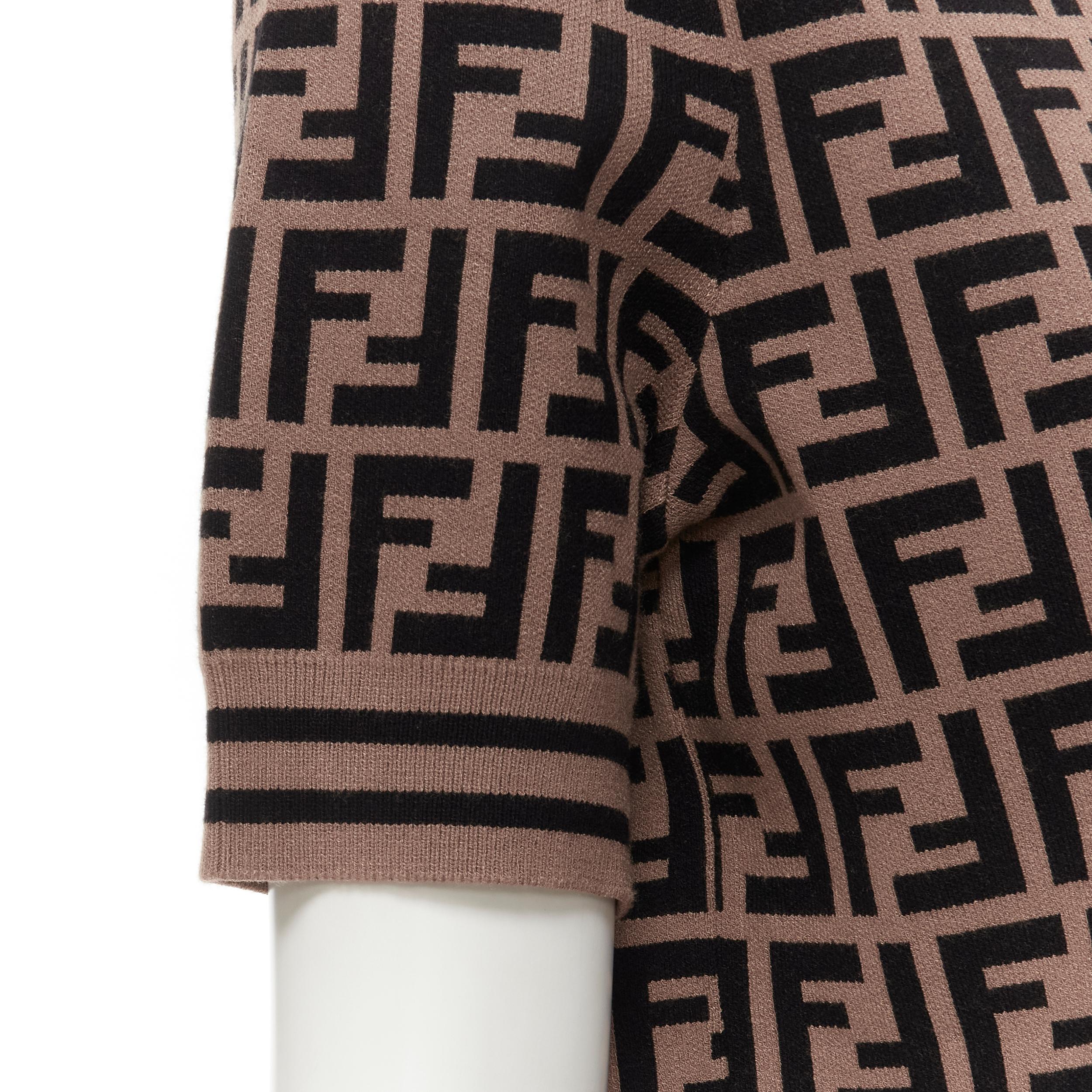 FENDI Signature FF Zucca monogram intarsia knit sweater top IT44 M 1