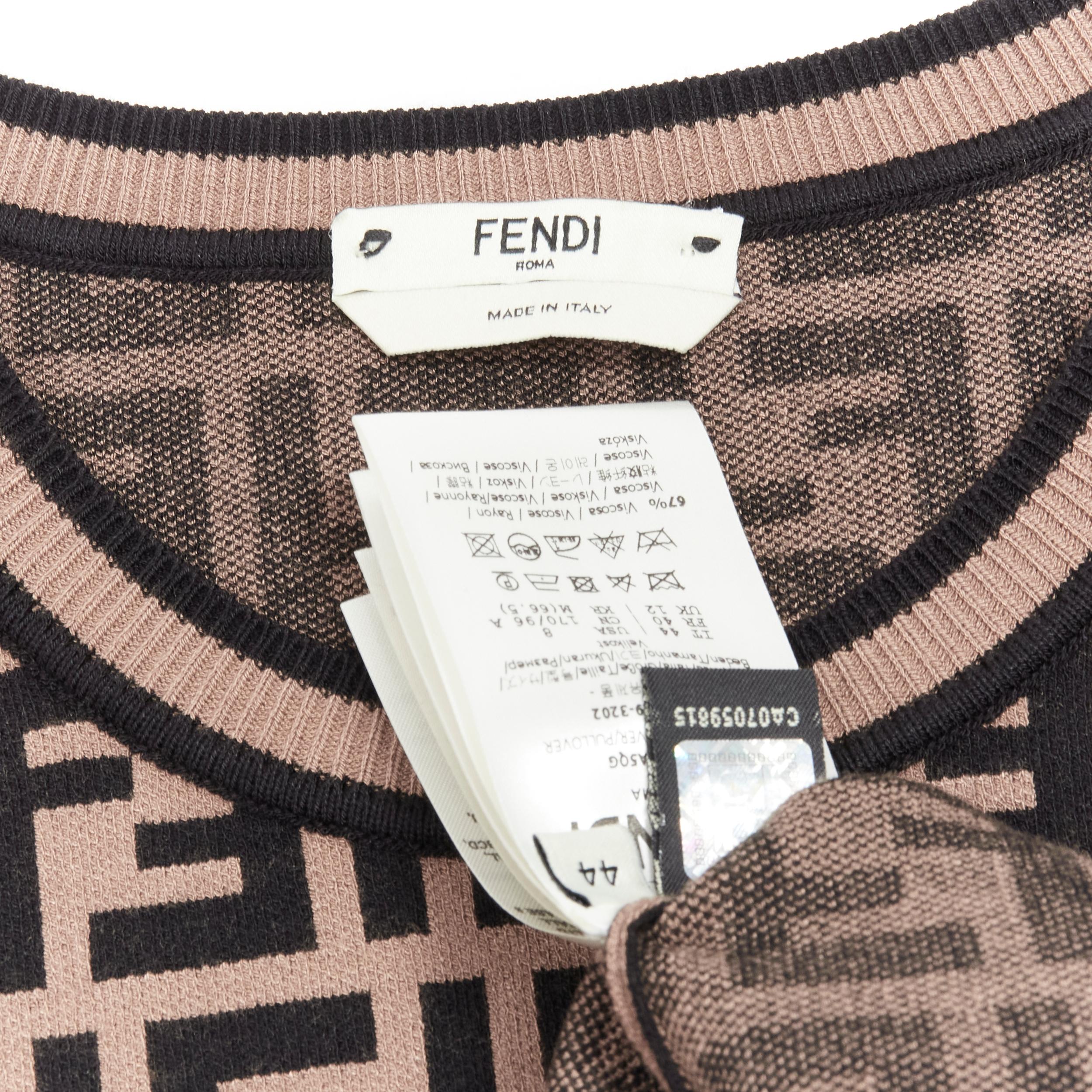 FENDI Signature FF Zucca monogram intarsia knit sweater top IT44 M 2