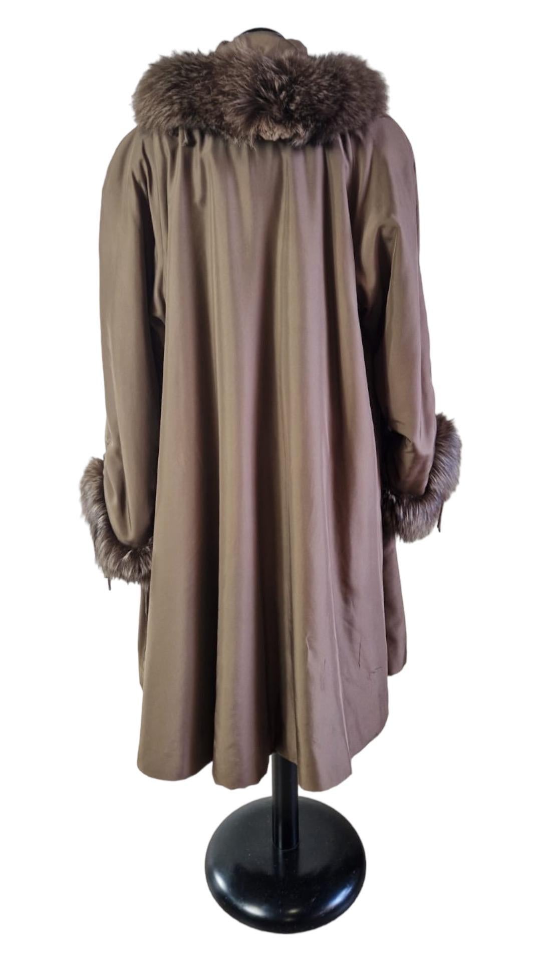 Women's or Men's Fendi silk coat with fur interior.
