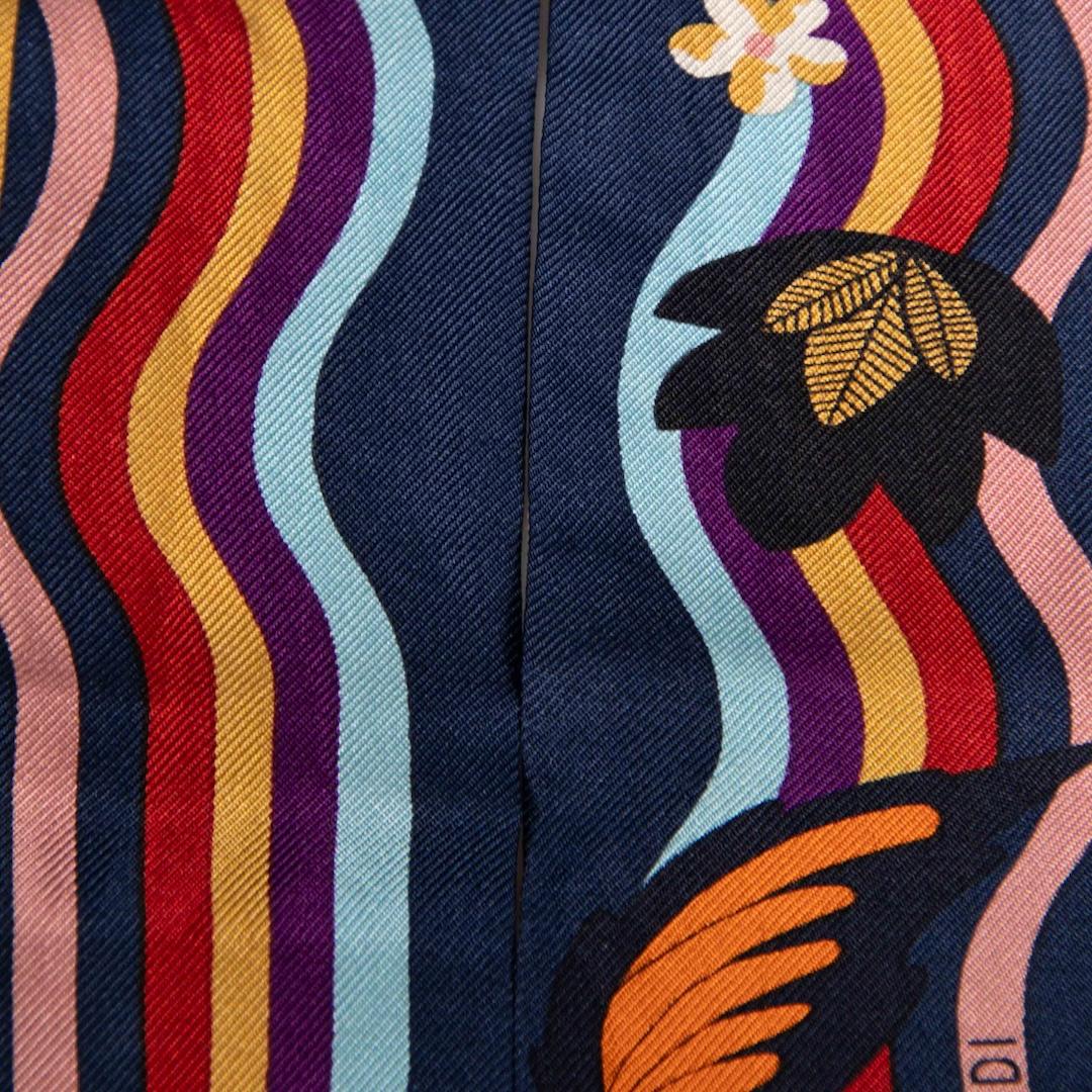 Fendi Silk Floral Print Twilly Scarf In Good Condition In London, GB