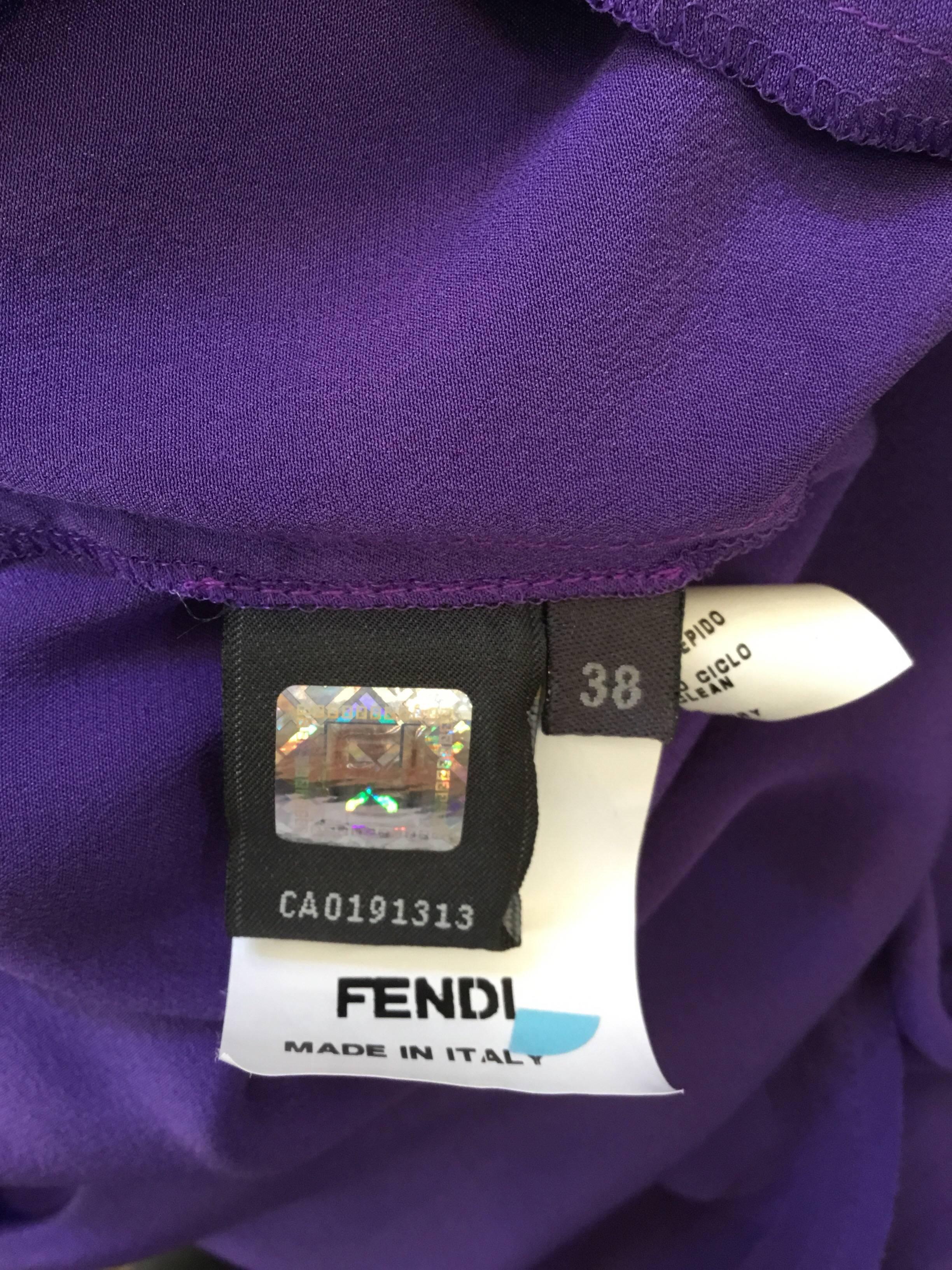 Women's Fendi Silk Keyhole Midi Dress with Butterfly Sleeve
