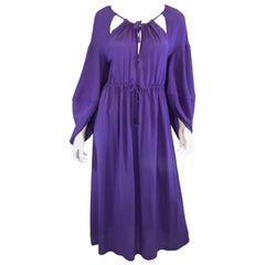Fendi Silk Keyhole Midi Dress with Butterfly Sleeve