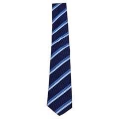 Fendi Silk Logo Skinny Necktie Tie in Blue White