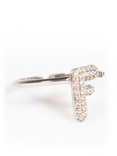 Anello Fendi in argento con logo F impreziosito da cristalli