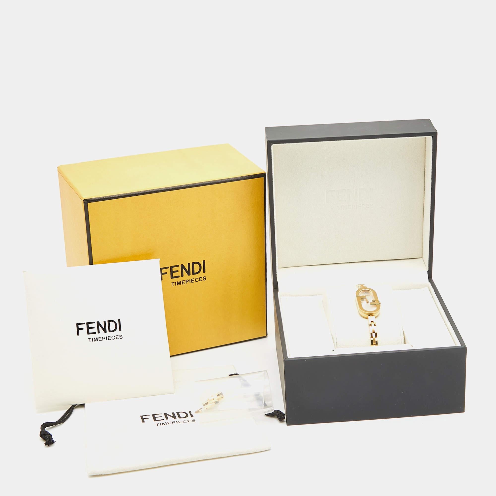 Fendi Silver Gold Plated Stainless Steel Diamond O'Lock Vertical FOW968A2YOF0HH3 3
