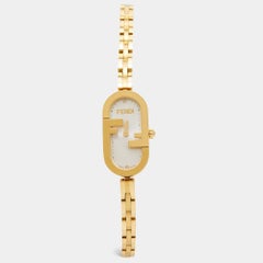 Fendi Silver Gold Plated Stainless Steel Diamond O'Lock Vertical FOW968A2YOF0HH3
